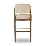 Featuring Esther Lavon Flint Bar + Counter Stool by Four Hands at Amethyst Home. Modern materials place an updated twist on the traditional bar stool. Linen/cotton blend cushioning features a faint pinstripe for a unique-while-versatile look. Simply framed by brown oak and perfect in pairs or multiples. Overall Dimensions: Counter:
21.25"w x 24.25"d x 40.00"h
 . Amethyst Home provides interior design, new home construction design consulting, vintage area rugs, and lighting in the Miami metro area.