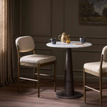 Featuring Esther Lavon Flint Bar + Counter Stool by Four Hands at Amethyst Home. Modern materials place an updated twist on the traditional bar stool. Linen/cotton blend cushioning features a faint pinstripe for a unique-while-versatile look. Simply framed by brown oak and perfect in pairs or multiples. Overall Dimensions: Counter:
21.25"w x 24.25"d x 40.00. Amethyst Home provides interior design, new home construction design consulting, vintage area rugs, and lighting in the San Diego metro area.