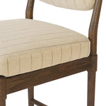 Featuring Esther Lavon Flint Bar + Counter Stool by Four Hands at Amethyst Home. Modern materials place an updated twist on the traditional bar stool. Linen/cotton blend cushioning features a faint pinstripe for a unique-while-versatile look. Simply framed by brown oak and perfect in pairs or multiples. Overall Dimensions: Counter:
21.25"w x 24.25"d x 40.00"h
 . Amethyst Home provides interior design, new home construction design consulting, vintage area rugs, and lighting in the Tampa metro area.