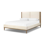 Midcentury and Danish design influence merge in this modern transitional bed. A headboard of oak veneer and two upholstered panels deliver contrast and softness at once.As lovers of luxe materials at Amethyst, we love the warm modern inspired Ettie Bed. This item pairs well with other brands such as Surya and is perfect for modern homes Amethyst Home provides interior design, new home construction design consulting, vintage area rugs, and lighting in the Alpharetta metro area.