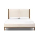 Midcentury and Danish design influence merge in this modern transitional bed. A headboard of oak veneer and two upholstered panels deliver contrast and softness at once.As lovers of luxe materials at Amethyst, we love the warm modern inspired Ettie Bed. This item pairs well with other brands such as Surya and is perfect for modern homes Amethyst Home provides interior design, new home construction design consulting, vintage area rugs, and lighting in the Monterey metro area.