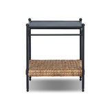 Work subtle coastal vibes into any room with this mixed-material end table, pairing woven hyacinth with charcoal-finished steel. Simplified heritage ball detailing on each leg adds a design-forward touch.As fans of organic modern aesthetics at Amethyst, we love the designer inspired Evanne End Table - Charcoal Iron. Amethyst Home provides interior design, new home construction design consulting, vintage area rugs, and lighting in the Portland metro area.