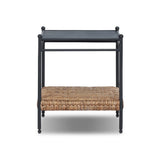 Work subtle coastal vibes into any room with this mixed-material end table, pairing woven hyacinth with charcoal-finished steel. Simplified heritage ball detailing on each leg adds a design-forward touch.As fans of organic modern aesthetics at Amethyst, we love the designer inspired Evanne End Table - Charcoal Iron. Amethyst Home provides interior design, new home construction design consulting, vintage area rugs, and lighting in the Seattle metro area.