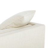 Classic goes contemporary. A cocoa-finished parawood base supports low, deep seating of performance-grade upholstery in an invitingly neutral taupe. Designed with track arms on both ends for a clean touch. Amethyst Home provides interior design, new home construction design consulting, vintage area rugs, and lighting in the Houston metro area.