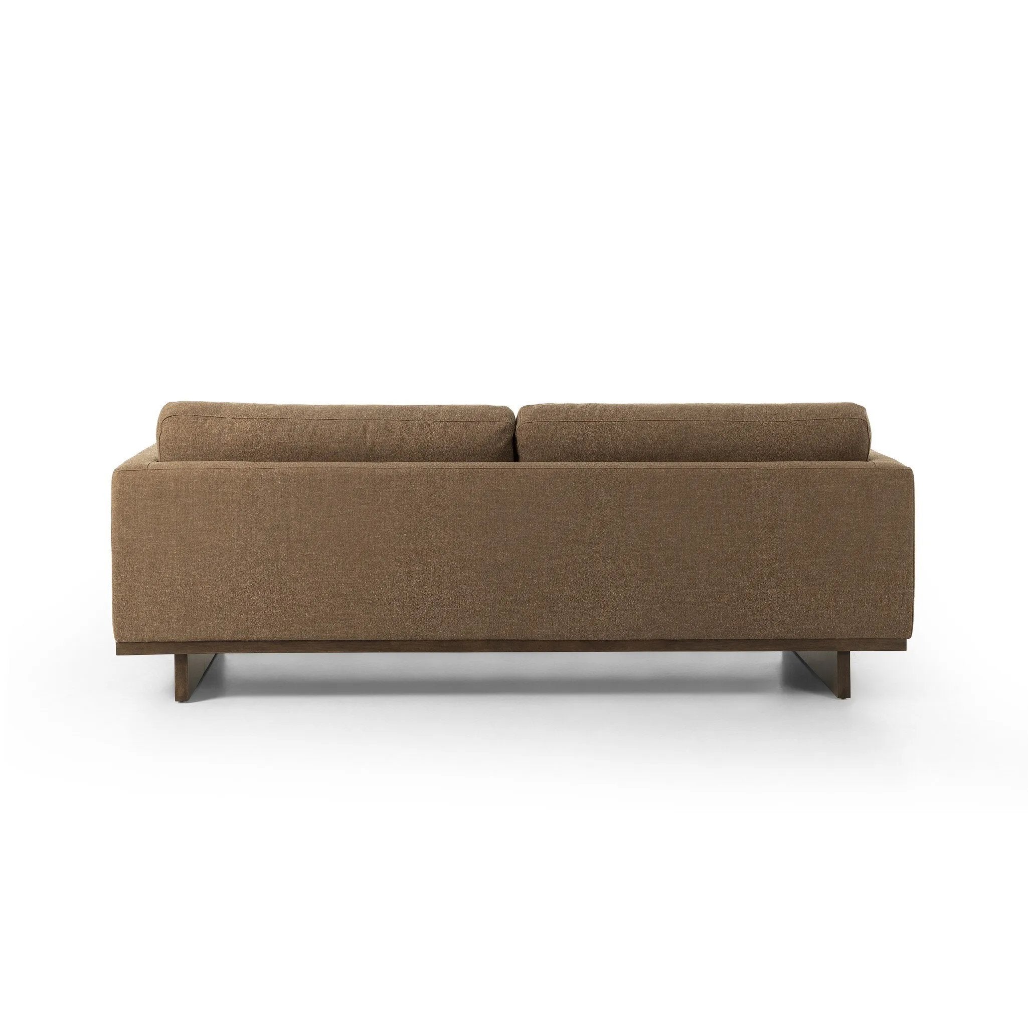 Classic goes contemporary. A brown-finished parawood base supports low, deep seating of high-performance fabric, with track arms for a clean touch.As fans of clean design at Amethyst, we love the warm modern inspired Everly Sofa - Antwerp Cafe. This item pairs well with other brands such as Four Hands and is perfect for minimalist homes Amethyst Home provides interior design, new home construction design consulting, vintage area rugs, and lighting in the Los Angeles metro area.