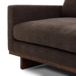 Classic goes contemporary. A brown-finished parawood base supports low, deep seating of high-performance fabric, with track arms for a clean touch.As enthusiasts of natural aesthetics at Amethyst, we love the warm modern inspired Everly Sofa - Landale Charcoal. This item pairs well with other brands such as Ethnicraft and is perfect for loft homes Amethyst Home provides interior design, new home construction design consulting, vintage area rugs, and lighting in the Newport Beach metro area.