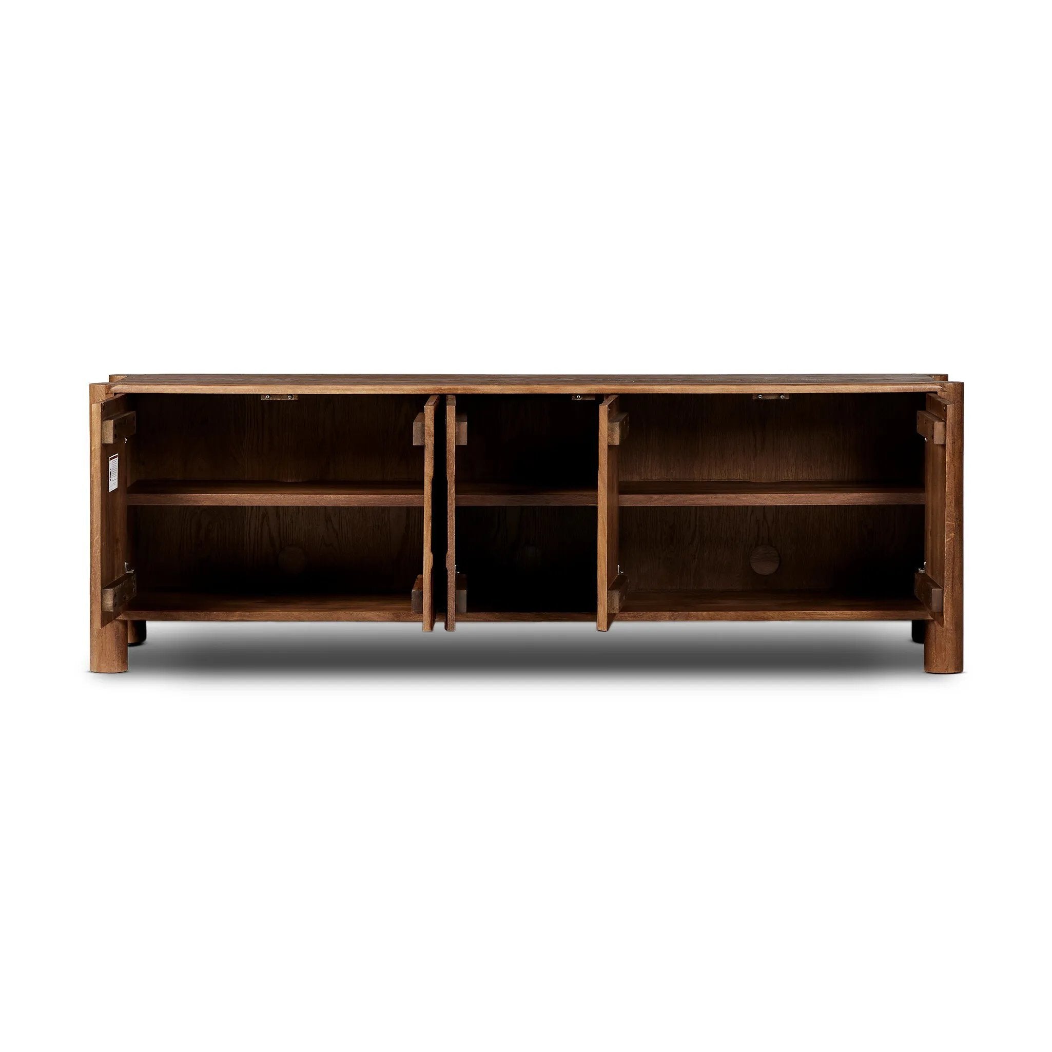 Featuring Ezri Cocoa Oak Media Console by Four Hands at Amethyst Home. Grain and character variation of cocoa-finished oak craft an intriguingly organic look. The carved design and floor-to-top cylinder legs give a primitive look that balances the movement of the wood pattern.
Overall Dimensions: 18.0" L x 82.0 " W x 27.0" H
Collection: AidenColors: Coc. Amethyst Home provides interior design, new home construction design consulting, vintage area rugs, and lighting in the Winter Garden metro area.