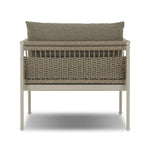 It's all in the mix with this outdoor chair, featuring a rich upholstery with a brushed texture, cord-wrapped arms and a woven back. The low-lying frame makes this the perfect seat for lounging. Cover or store inside during inclement weather and when not in use. Amethyst Home provides interior design, new home construction design consulting, vintage area rugs, and lighting in the Boston metro area.