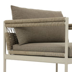It's all in the mix with this outdoor chair, featuring a rich upholstery with a brushed texture, cord-wrapped arms and a woven back. The low-lying frame makes this the perfect seat for lounging. Cover or store inside during inclement weather and when not in use. Amethyst Home provides interior design, new home construction design consulting, vintage area rugs, and lighting in the Monterey metro area.