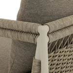 It's all in the mix with this outdoor chair, featuring a rich upholstery with a brushed texture, cord-wrapped arms and a woven back. The low-lying frame makes this the perfect seat for lounging. Cover or store inside during inclement weather and when not in use. Amethyst Home provides interior design, new home construction design consulting, vintage area rugs, and lighting in the Park City metro area.
