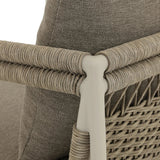 It's all in the mix with this outdoor chair, featuring a rich upholstery with a brushed texture, cord-wrapped arms and a woven back. The low-lying frame makes this the perfect seat for lounging. Cover or store inside during inclement weather and when not in use. Amethyst Home provides interior design, new home construction design consulting, vintage area rugs, and lighting in the Park City metro area.