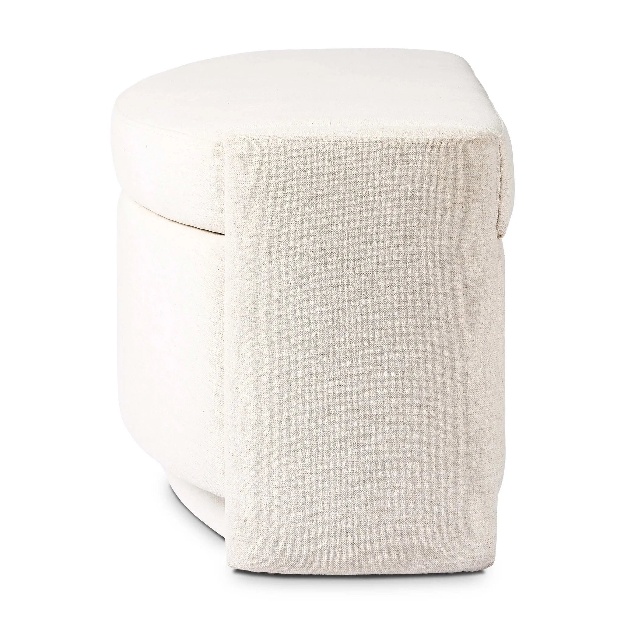 Snow-white performance fabric covers this demilune-shaped trunk for a soft, modern look. Crypton® performance fabric is specially engineered for protection against stains, moisture and odor.As enthusiasts of modern aesthetics at Amethyst, we love the designer inspired Faith Trunk - Crypton Nomad Snow. Amethyst Home provides interior design, new home construction design consulting, vintage area rugs, and lighting in the Alpharetta metro area.
