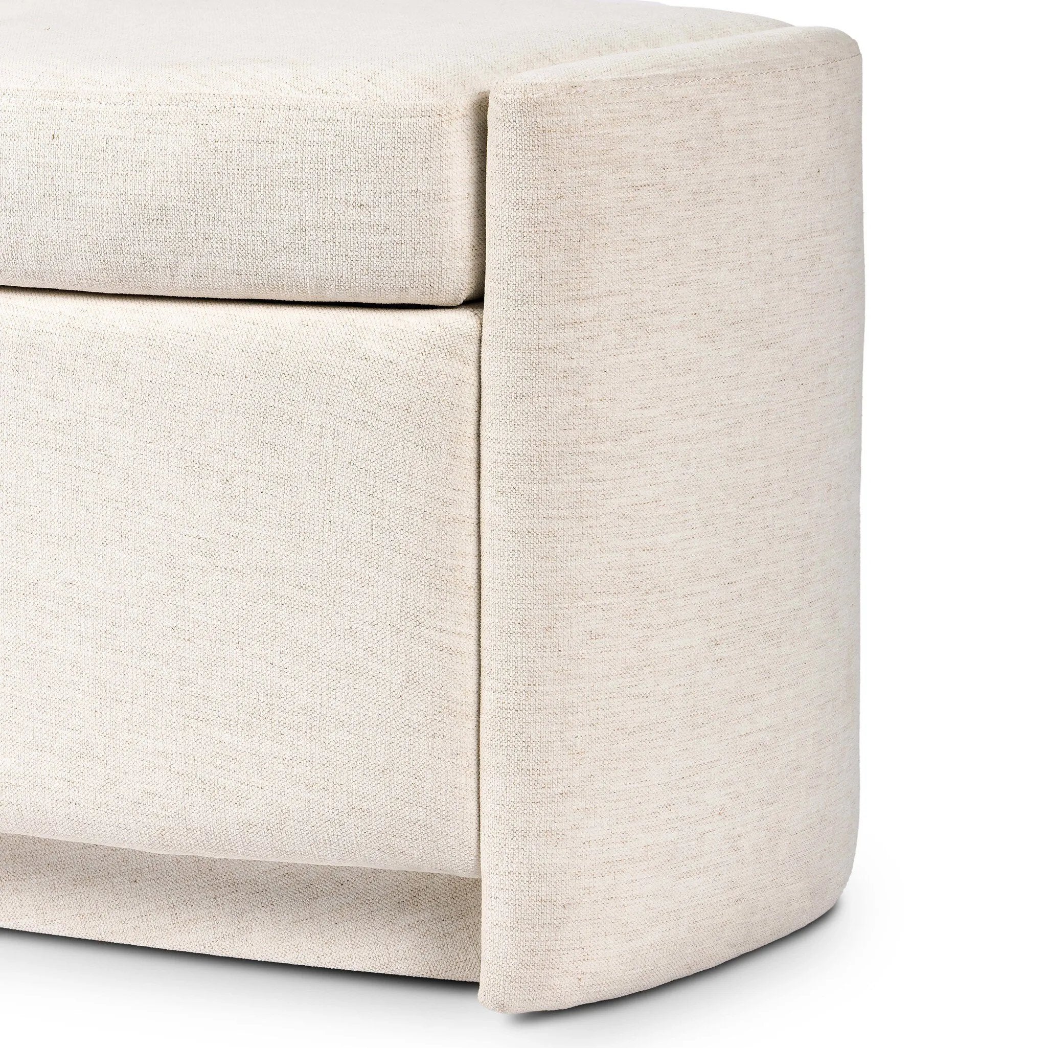 Snow-white performance fabric covers this demilune-shaped trunk for a soft, modern look. Crypton® performance fabric is specially engineered for protection against stains, moisture and odor.As enthusiasts of modern aesthetics at Amethyst, we love the designer inspired Faith Trunk - Crypton Nomad Snow. Amethyst Home provides interior design, new home construction design consulting, vintage area rugs, and lighting in the Nashville metro area.