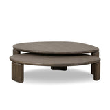 Featuring Falco Grey Reclaimed French Oak Nesting Table by Four Hands at Amethyst Home. Inspired by Brazilian midcentury, a set of shapely nesting tables pairs bases of solid reclaimed French oak. Designed in partnership with longtime Four Hands collaborator Thomas Bina and Brazilian designer Ronald Sasson.Overall Dimensions: 65.00"w x 53.00"d x 14.00"hWei. Amethyst Home provides interior design, new home construction design consulting, vintage area rugs, and lighting in the Des Moines metro area.