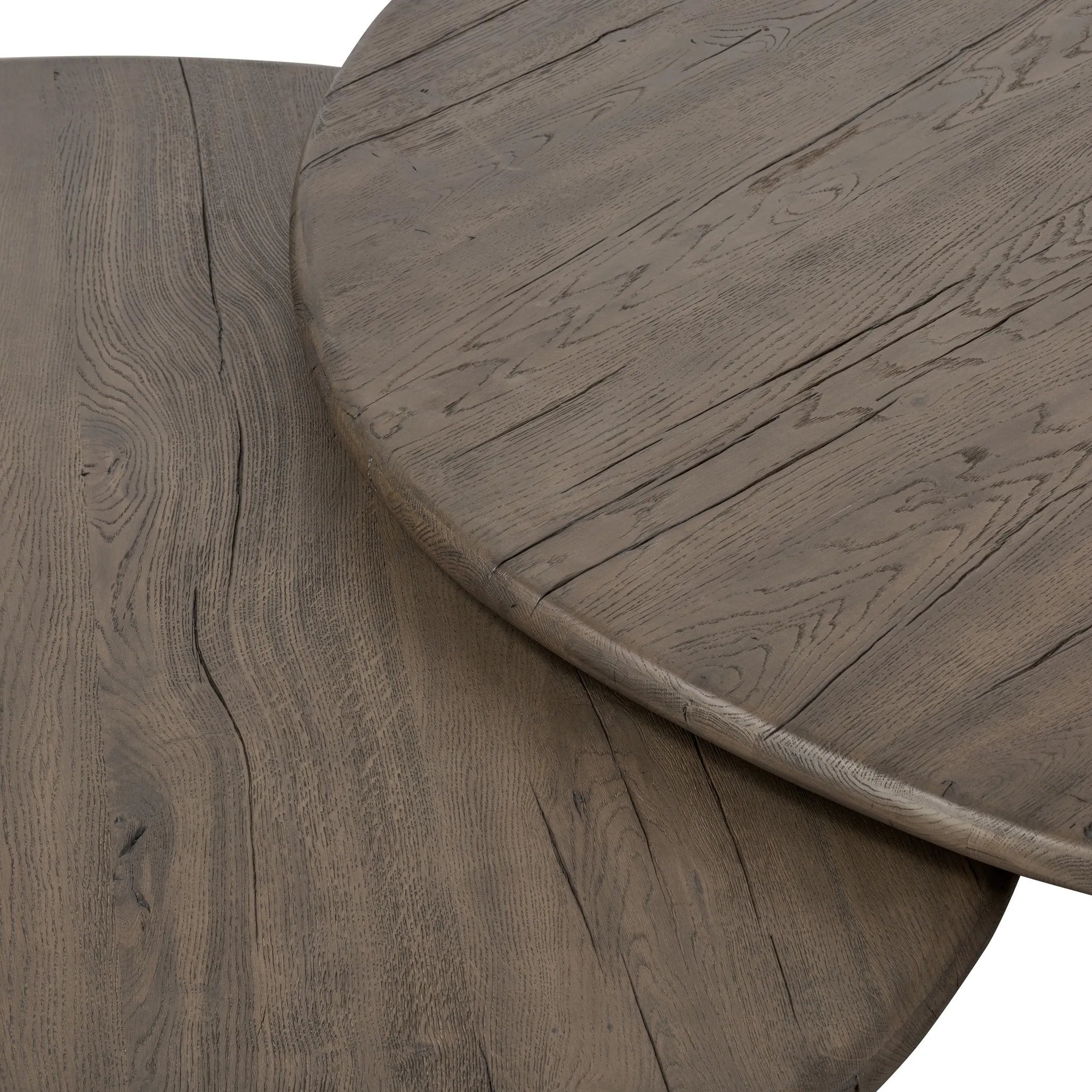 Featuring Falco Grey Reclaimed French Oak Nesting Table by Four Hands at Amethyst Home. Inspired by Brazilian midcentury, a set of shapely nesting tables pairs bases of solid reclaimed French oak. Designed in partnership with longtime Four Hands collaborator Thomas Bina and Brazilian designer Ronald Sasson.Overall Dimensions: 65.00"w x 53.00"d x 14.00"hWeig. Amethyst Home provides interior design, new home construction design consulting, vintage area rugs, and lighting in the Park City metro area.
