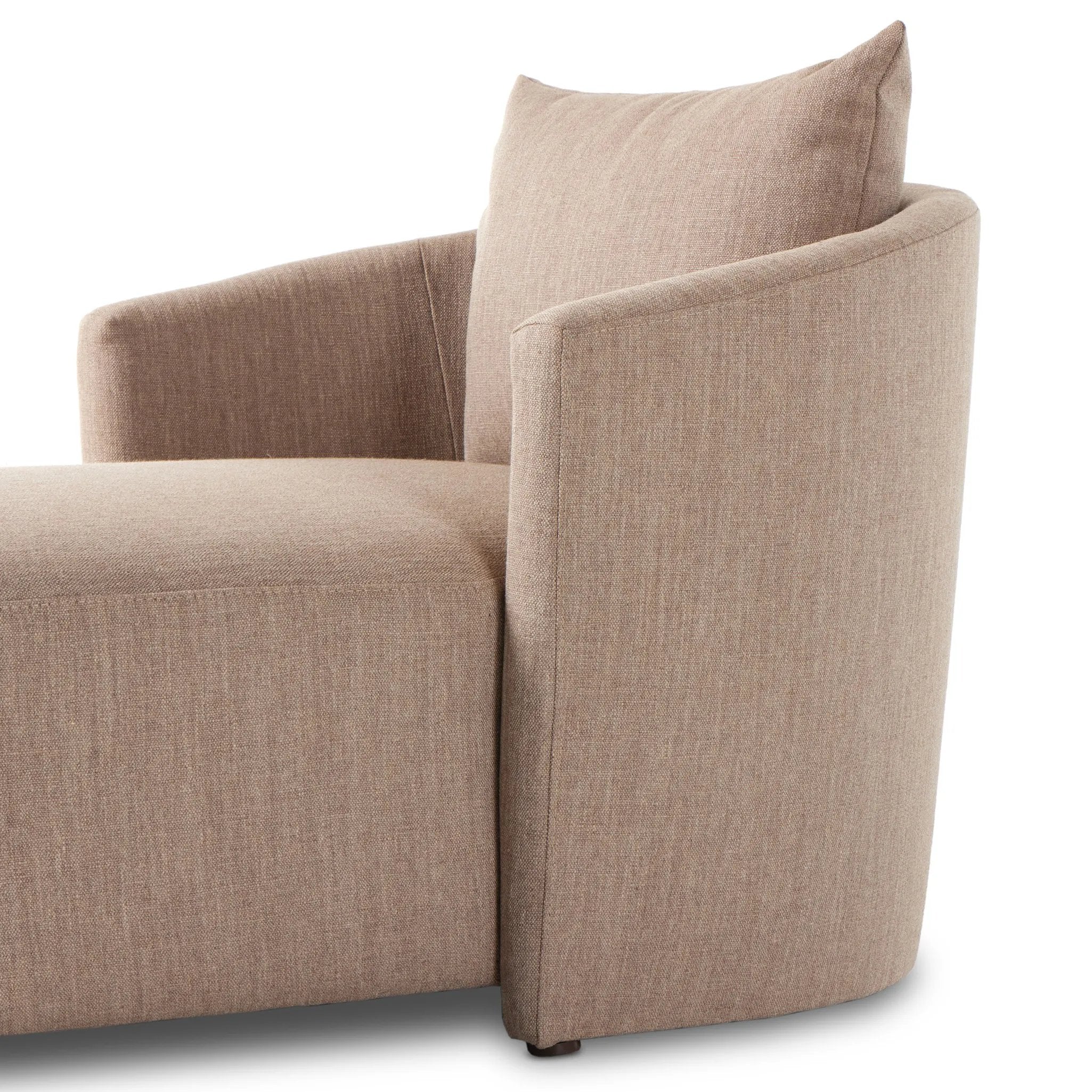 Featuring Farrah Alcala Fawn Chaise Lounge by Four Hands at Amethyst Home. Overall Dimensions: 39.00"w x 58.50"d x 33.50"hWeight : 81.57 lbsMaterials: 70% Polyester, 20% Viscose (Rayon), 10% Flax/Linen, Pine Plywood, Solid Pine. Amethyst Home provides interior design, new home construction design consulting, vintage area rugs, and lighting in the Calabasas metro area.