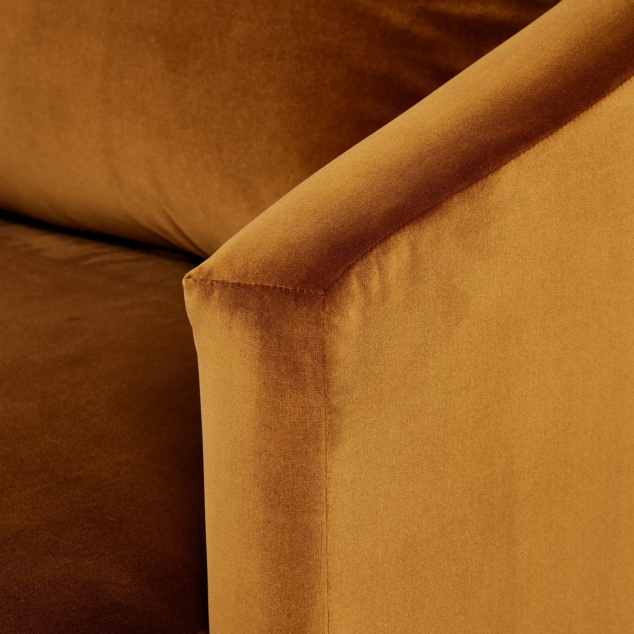 Featuring Farrah Ingram Ochre Chaise Lounge by Four Hands at Amethyst Home. Velvety, burnt orange polyester covers this sculpted pill shape lounger, with a single pillow for added comfort.Overall Dimensions: 39.00"w x 58.50"d x 33.50"hWeight : 81.57 lbsMaterials: 100% Polyester, Pine Plywood, Solid Pine. Amethyst Home provides interior design, new home construction design consulting, vintage area rugs, and lighting in the Kansas City metro area.