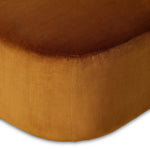 Featuring Farrah Ingram Ochre Chaise Lounge by Four Hands at Amethyst Home. Velvety, burnt orange polyester covers this sculpted pill shape lounger, with a single pillow for added comfort.Overall Dimensions: 39.00"w x 58.50"d x 33.50"hWeight : 81.57 lbsMaterials: 100% Polyester, Pine Plywood, Solid Pine. Amethyst Home provides interior design, new home construction design consulting, vintage area rugs, and lighting in the Scottsdale metro area.
