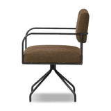 A dramatically slim frame of black hammered iron supports comfortable swivel seating upholstered in specialized performance fabric. Soft, easy to clean and free of PFAS, Crypton® performance fabric is specially engineered for protection against stains, moisture and odor Amethyst Home provides interior design, new home construction design consulting, vintage area rugs, and lighting in the Washington metro area.