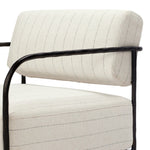 A slim take on a timeless silhouette. Hammered iron frames a squared seat and bolster back upholstered in striped, neutral fabric. Cover or store inside during inclement weather and when not in use.As enthusiasts of organic modern style at Amethyst, we love the nature inspired Fenn Outdoor Chair - Amalfi Natural. Amethyst Home provides interior design, new home construction design consulting, vintage area rugs, and lighting in the Monterey metro area.