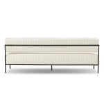A slim take on a timeless silhouette. Hammered iron frames a squared seat and bolster back upholstered in striped, neutral fabric. Cover or store inside during inclement weather and when not in use.As enthusiasts of modern design at Amethyst, we love the nature inspired Fenn Outdoor Sofa-78" - Amalfi Natural. Amethyst Home provides interior design, new home construction design consulting, vintage area rugs, and lighting in the Charlotte metro area.