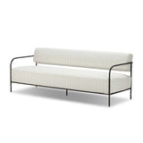 A slim take on a timeless silhouette. Hammered iron frames a squared seat and bolster back upholstered in striped, neutral fabric. Cover or store inside during inclement weather and when not in use.As enthusiasts of modern design at Amethyst, we love the nature inspired Fenn Outdoor Sofa-78" - Amalfi Natural. Amethyst Home provides interior design, new home construction design consulting, vintage area rugs, and lighting in the Miami metro area.
