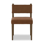 Mixed materials at their finest. Brown parawood forms a slight, simple frame for squared seating of neutral performance-grade upholstery. Charcoal top-grain leather backing takes this modern-minded dining chair to the next level Amethyst Home provides interior design, new home construction design consulting, vintage area rugs, and lighting in the Omaha metro area.