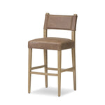 Featuring Ferris Palermo Cigar Bar + Counter Stool by Four Hands at Amethyst Home. Perfectly sized for the counter, black-finished parawood frames squared seating of high-performance fabric, with black top-grain leather backing. Performance fabrics are specially created to withstand spills, stains, high traffic and wear, ensuring long-term comfort and unmatche. Amethyst Home provides interior design, new home construction design consulting, vintage area rugs, and lighting in the Austin metro area.