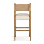 Featuring Ferris Thames Cream Bar + Counter Stool by Four Hands at Amethyst Home. Perfectly sized for the counter, burnished parawood frames squared seating of high-performance fabric, with beige top-grain leather backing. Performance fabrics are specially created to withstand spills, stains, high traffic and wear, ensuring long-term comfort and unmatched d. Amethyst Home provides interior design, new home construction design consulting, vintage area rugs, and lighting in the Nashville metro area.
