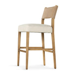 Featuring Ferris Thames Cream Bar + Counter Stool by Four Hands at Amethyst Home. Perfectly sized for the counter, burnished parawood frames squared seating of high-performance fabric, with beige top-grain leather backing. Performance fabrics are specially created to withstand spills, stains, high traffic and wear, ensuring long-term comfort and unmatc. Amethyst Home provides interior design, new home construction design consulting, vintage area rugs, and lighting in the Salt Lake City metro area.