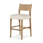 Featuring Ferris Thames Cream Bar + Counter Stool by Four Hands at Amethyst Home. Perfectly sized for the counter, burnished parawood frames squared seating of high-performance fabric, with beige top-grain leather backing. Performance fabrics are specially created to withstand spills, stains, high traffic and wear, ensuring long-term comfort and unmatched d. Amethyst Home provides interior design, new home construction design consulting, vintage area rugs, and lighting in the San Diego metro area.