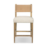 Featuring Ferris Thames Cream Bar + Counter Stool by Four Hands at Amethyst Home. Perfectly sized for the counter, burnished parawood frames squared seating of high-performance fabric, with beige top-grain leather backing. Performance fabrics are specially created to withstand spills, stains, high traffic and wear, ensuring long-term comfort and unmatched . Amethyst Home provides interior design, new home construction design consulting, vintage area rugs, and lighting in the Washington metro area.