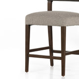 Featuring Ferris Tulsa Ink Bar + Counter Stool by Four Hands at Amethyst Home. Perfectly sized for the counter, dark-finished parawood frames squared seating of high-performance fabric, with top-grain leather backing. Performance fabrics are specially created to withstand spills, stains, high traffic and wear, ensuring long-term comfort and unmatched durabilit. Amethyst Home provides interior design, new home construction design consulting, vintage area rugs, and lighting in the Austin metro area.