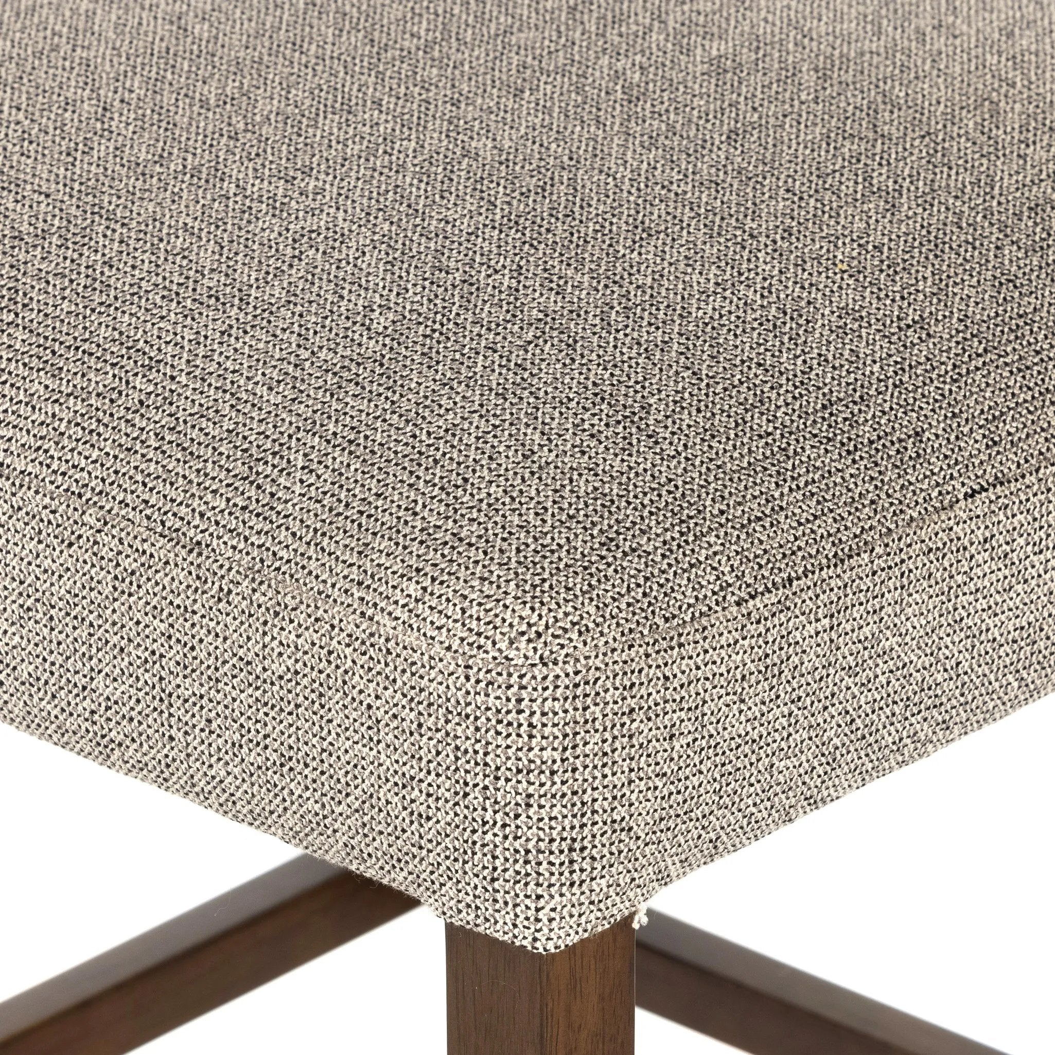 Featuring Ferris Tulsa Ink Bar + Counter Stool by Four Hands at Amethyst Home. Perfectly sized for the counter, dark-finished parawood frames squared seating of high-performance fabric, with top-grain leather backing. Performance fabrics are specially created to withstand spills, stains, high traffic and wear, ensuring long-term comfort and unmatched durabilit. Amethyst Home provides interior design, new home construction design consulting, vintage area rugs, and lighting in the Dallas metro area.