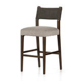 Featuring Ferris Tulsa Ink Bar + Counter Stool by Four Hands at Amethyst Home. Perfectly sized for the counter, dark-finished parawood frames squared seating of high-performance fabric, with top-grain leather backing. Performance fabrics are specially created to withstand spills, stains, high traffic and wear, ensuring long-term comfort and unmatched durabi. Amethyst Home provides interior design, new home construction design consulting, vintage area rugs, and lighting in the Nashville metro area.