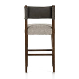 Featuring Ferris Tulsa Ink Bar + Counter Stool by Four Hands at Amethyst Home. Perfectly sized for the counter, dark-finished parawood frames squared seating of high-performance fabric, with top-grain leather backing. Performance fabrics are specially created to withstand spills, stains, high traffic and wear, ensuring long-term comfort and unmatched durabili. Amethyst Home provides interior design, new home construction design consulting, vintage area rugs, and lighting in the Seattle metro area.