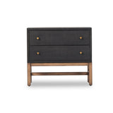Featuring Fiona Black Raffia Nightstand by Four Hands at Amethyst Home. Woven black raffia offers a texture-driven take on bedside storage. Antique brass-finished iron hardware adorns dual drawers supported by a solid mahogany base.Overall Dimensions: 30.00"w x 17.00"d x 26.50"hWeight : 59.74 lbsMaterials: Sugar Palm, Solid Mahogany, Iron. Amethyst Home provides interior design, new home construction design consulting, vintage area rugs, and lighting in the Park City metro area.