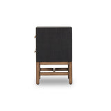 Featuring Fiona Black Raffia Nightstand by Four Hands at Amethyst Home. Woven black raffia offers a texture-driven take on bedside storage. Antique brass-finished iron hardware adorns dual drawers supported by a solid mahogany base.Overall Dimensions: 30.00"w x 17.00"d x 26.50"hWeight : 59.74 lbsMaterials: Sugar Palm, Solid Mahogany, Iron. Amethyst Home provides interior design, new home construction design consulting, vintage area rugs, and lighting in the Portland metro area.