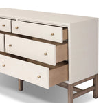 Featuring Fiona Ivory Painted Raffia 6 Drawer Dresser by Four Hands at Amethyst Home. Indulge in luxury with the Fiona Ivory Painted Raffia 6 Drawer Dresser. This elegant dresser boasts a sophisticated ivory painted finish and hand-woven raffia drawers. With six spacious drawers, it offers ample storage space while adding a touch of exclusivity to any bedroom.
. Amethyst Home provides interior design, new home construction design consulting, vintage area rugs, and lighting in the Miami metro area.