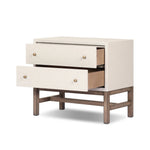 Featuring Fiona Ivory Painted Raffia Nightstand by Four Hands at Amethyst Home. Transform your bedroom into a luxurious oasis with the Fiona Ivory Painted Raffia Nightstand. Crafted with premium materials, this sophisticated nightstand exudes elegance and exclusivity. Its ivory painted raffia finish adds a touch of texture, making it a stunning addition to an. Amethyst Home provides interior design, new home construction design consulting, vintage area rugs, and lighting in the Houston metro area.