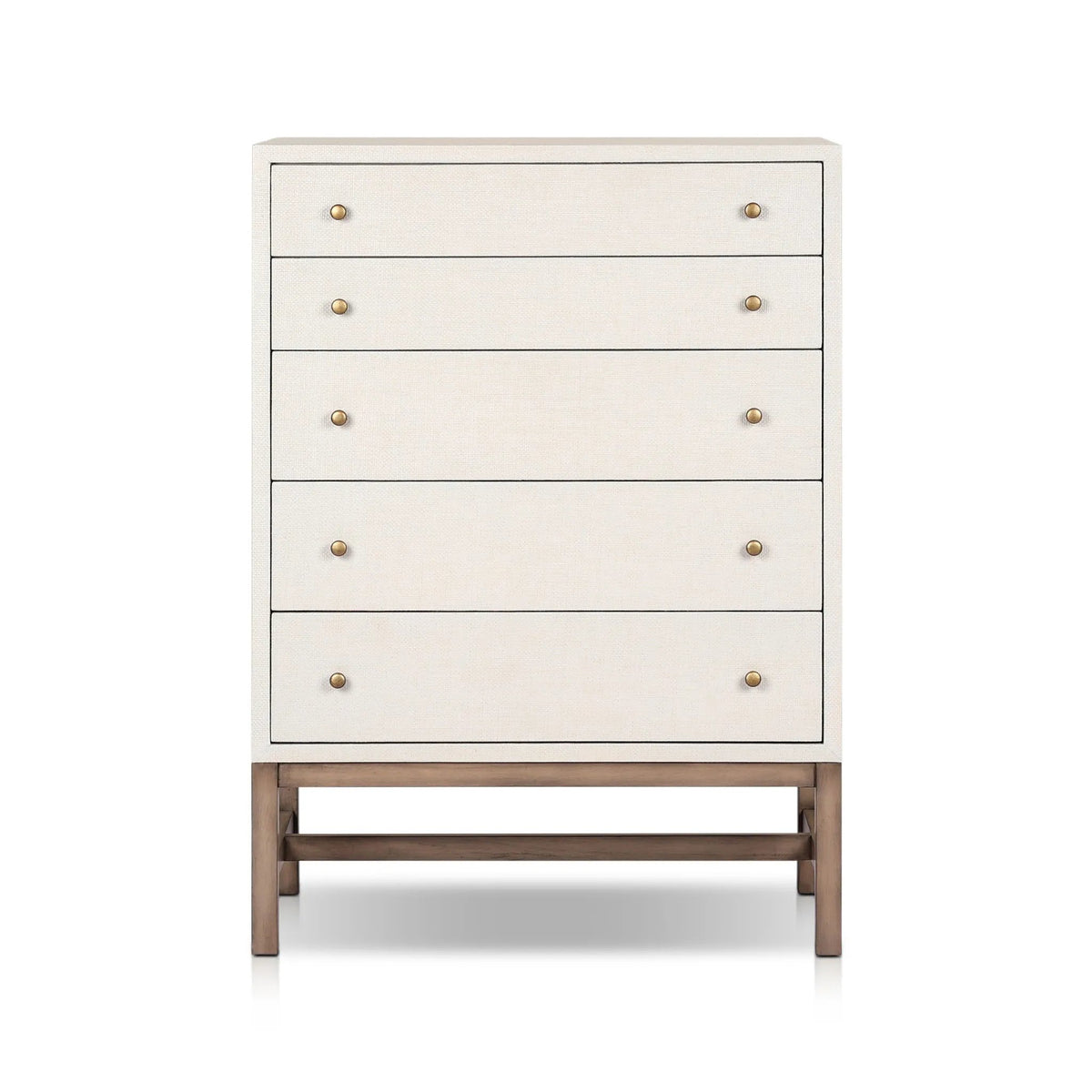 Fiona Ivory Painted Raffia Tall Dresser | shipping 11/15/2025