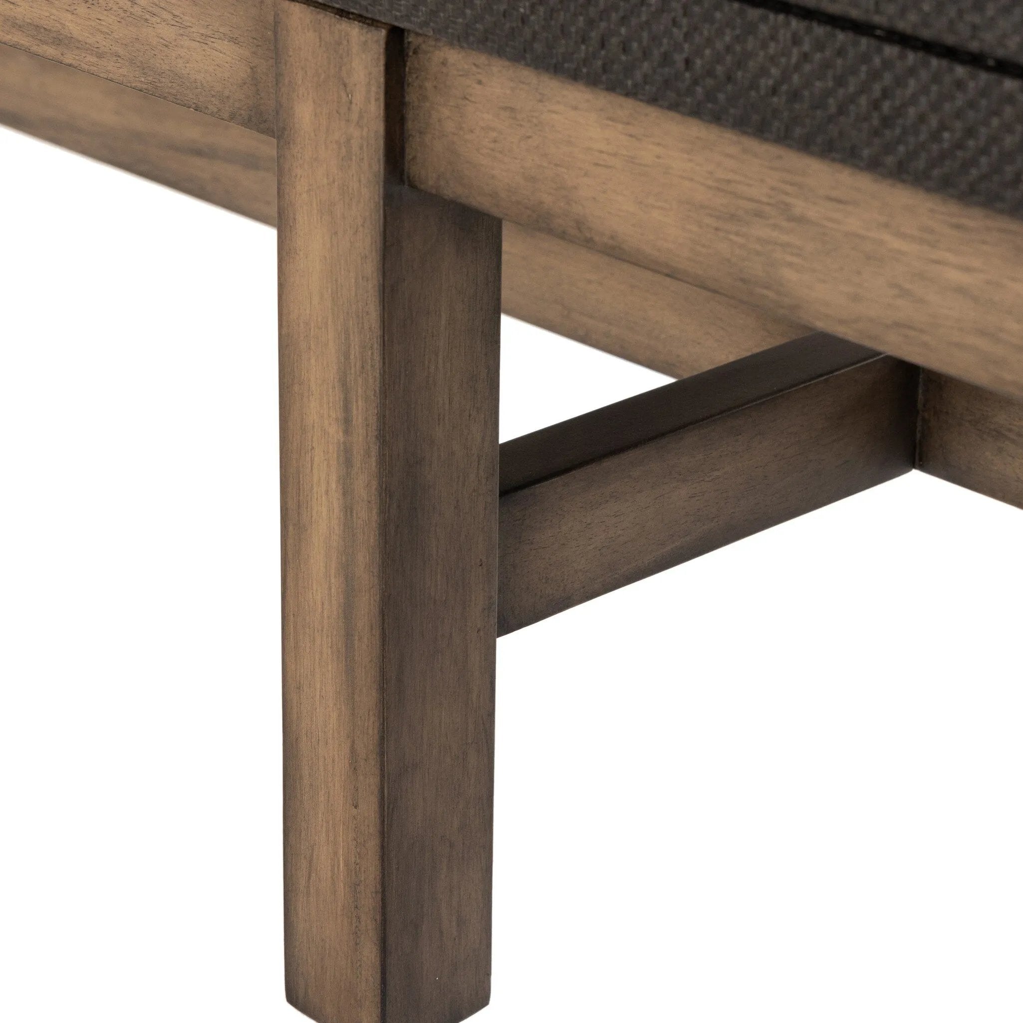 Featuring Fiona Russet Mahogany 6 Drawer Dresser by Four Hands at Amethyst Home. Woven black raffia offers a texture-driven take on bedroom storage. Antique brass-finished iron hardware adorns six spacious drawers, all supported by a solid mahogany base.Overall Dimensions: 62.00"w x 17.00"d x 34.00"hWeight : 181.22 lbsMaterials : Solid Mahogany, Sugar Palm. Amethyst Home provides interior design, new home construction design consulting, vintage area rugs, and lighting in the Alpharetta metro area.