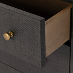 Featuring Fiona Russet Mahogany 6 Drawer Dresser by Four Hands at Amethyst Home. Woven black raffia offers a texture-driven take on bedroom storage. Antique brass-finished iron hardware adorns six spacious drawers, all supported by a solid mahogany base.Overall Dimensions: 62.00"w x 17.00"d x 34.00"hWeight : 181.22 lbsMaterials : Solid Mahogany, Sugar P. Amethyst Home provides interior design, new home construction design consulting, vintage area rugs, and lighting in the Newport Beach metro area.