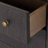 Featuring Fiona Russet Mahogany 6 Drawer Dresser by Four Hands at Amethyst Home. Woven black raffia offers a texture-driven take on bedroom storage. Antique brass-finished iron hardware adorns six spacious drawers, all supported by a solid mahogany base.Overall Dimensions: 62.00"w x 17.00"d x 34.00"hWeight : 181.22 lbsMaterials : Solid Mahogany, Sugar P. Amethyst Home provides interior design, new home construction design consulting, vintage area rugs, and lighting in the Newport Beach metro area.