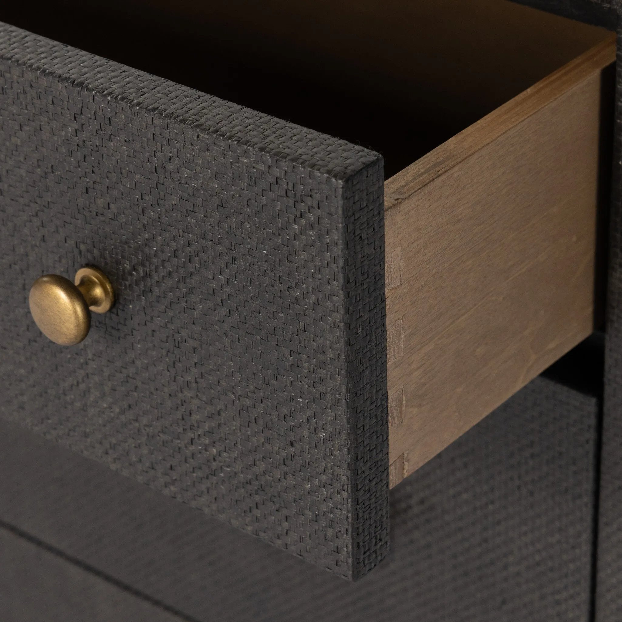Featuring Fiona Russet Mahogany 6 Drawer Dresser by Four Hands at Amethyst Home. Woven black raffia offers a texture-driven take on bedroom storage. Antique brass-finished iron hardware adorns six spacious drawers, all supported by a solid mahogany base.Overall Dimensions: 62.00"w x 17.00"d x 34.00"hWeight : 181.22 lbsMaterials : Solid Mahogany, Sugar P. Amethyst Home provides interior design, new home construction design consulting, vintage area rugs, and lighting in the Newport Beach metro area.
