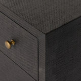 Featuring Fiona Russet Mahogany 6 Drawer Dresser by Four Hands at Amethyst Home. Woven black raffia offers a texture-driven take on bedroom storage. Antique brass-finished iron hardware adorns six spacious drawers, all supported by a solid mahogany base.Overall Dimensions: 62.00"w x 17.00"d x 34.00"hWeight : 181.22 lbsMaterials : Solid Mahogany, Sugar Palm. Amethyst Home provides interior design, new home construction design consulting, vintage area rugs, and lighting in the Scottsdale metro area.