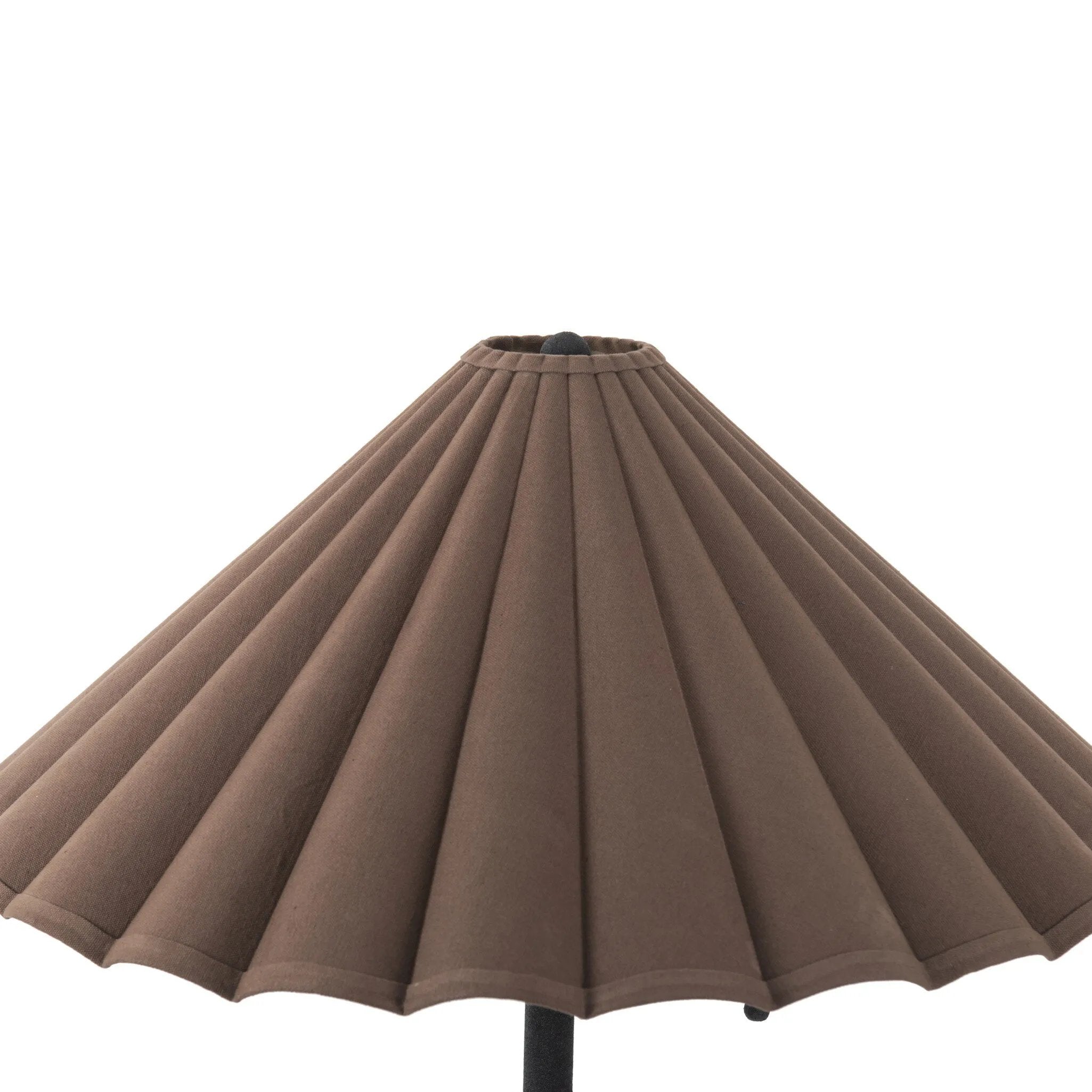 Textures and deep hues unite for this floor lamp's beautiful glow. The scalloped shade features a dark canvas exterior covering an antiqued brass interior, and wrought iron pull chains adjust each lightbulb in Baroque-era form Amethyst Home provides interior design, new home construction design consulting, vintage area rugs, and lighting in the Calabasas metro area.