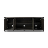 Large cylinder framework defines this oak sideboard with a warm oak finish. Curved lines add softness, while delicate hardwar