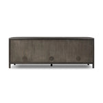 Large cylinder framework defines this oak sideboard with a warm oak finish. Curved lines add softness, while delicate hardwar