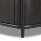 Large cylinder framework defines this oak sideboard with a warm oak finish. Curved lines add softness, while delicate hardwar